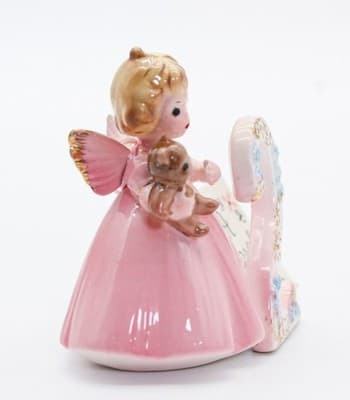 Vintage JOSEF ORIGINAL Japan Pink Angel Second Birthday Porcelain Figurine w/Tag - Thumbnail 5
