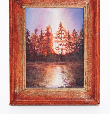 Miniature Dollhouse 1998 "Morning Glory" Oil Painting by Cecil Burkhatter OOAK - Thumbnail 3