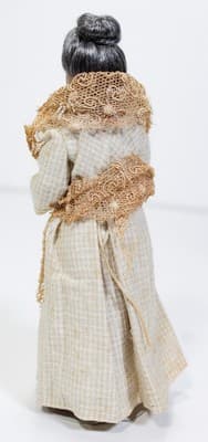 Antique Porcelain Miniature Dollhouse Lady Doll w/ Laced Dress & Necklace RARE - Thumbnail 6