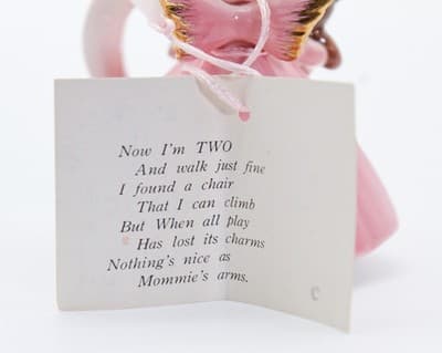 Vintage JOSEF ORIGINAL Japan Pink Angel Second Birthday Porcelain Figurine w/Tag - Thumbnail 8