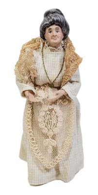 Antique Porcelain Miniature Dollhouse Lady Doll w/ Laced Dress & Necklace RARE - Image 1