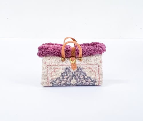 Vtg Artisan Victorian Style Tote Travel Bag Burgandy Miniature Dollhouse Accs. - Thumbnail 5