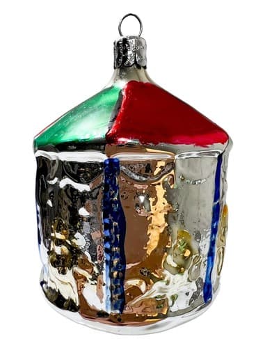 Vintage West Germany Carousel Motif Glass Christmas Ornament - Image 1