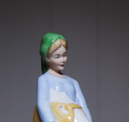 Vintage GEROLD PORZELLAN W. Germany Porcelain Woman Farmer w/ Goose Figure - Thumbnail 3