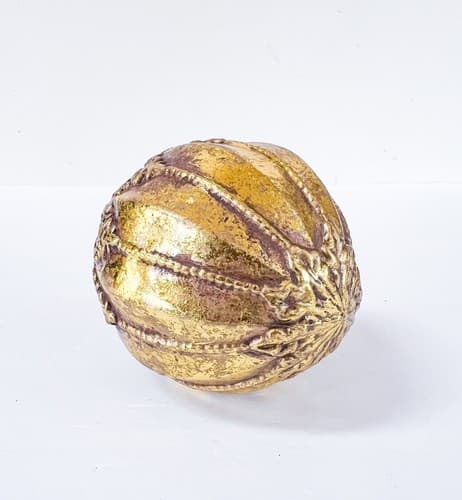 Vintage Gold Art Design Carved Round Christmas Ornament - Thumbnail 4