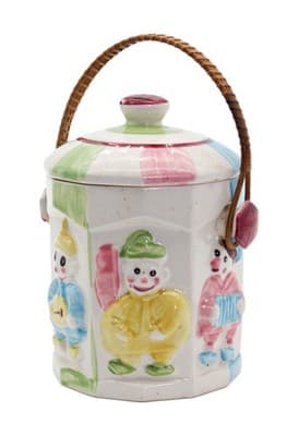 Vintage Ceramic Multicolor Made In Japan Musician Clowns Motif Cookie Jar - Image 1