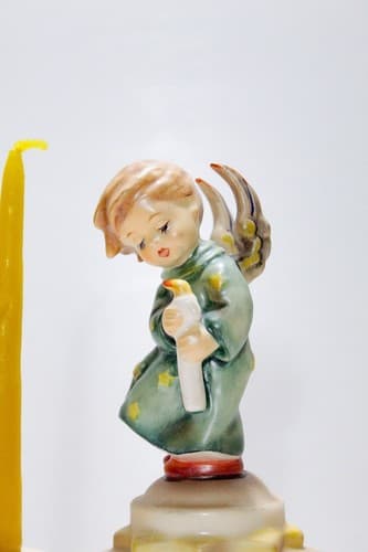 GOEBEL HUMMEL W. Germany Angel Lights Candle Holder Hand Painted Porcelain - Thumbnail 2