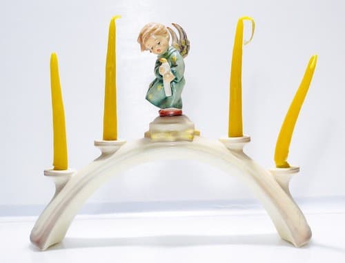 GOEBEL HUMMEL W. Germany Angel Lights Candle Holder Hand Painted Porcelain - Thumbnail 6
