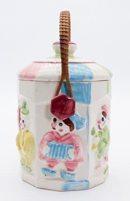 Vintage Ceramic Multicolor Made In Japan Musician Clowns Motif Cookie Jar - Thumbnail 2