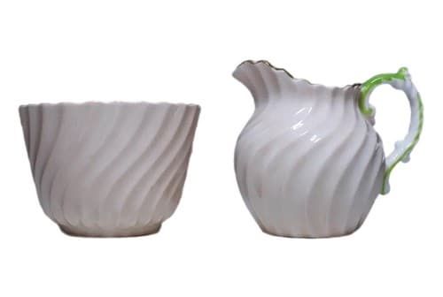 Vintage AYNSLEY England Open Swirl Design Floral Porcelain Sugar Bowl & Creamer - Image 1