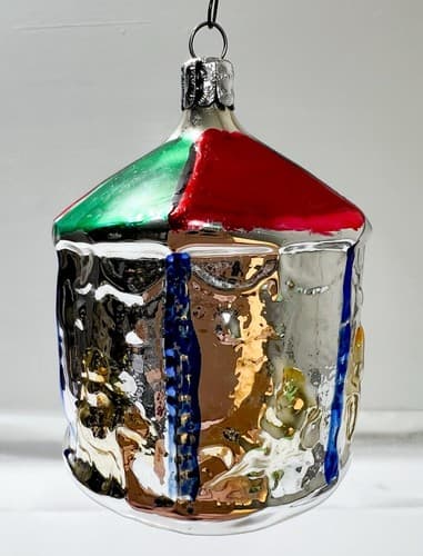 Vintage West Germany Carousel Motif Glass Christmas Ornament - Thumbnail 5