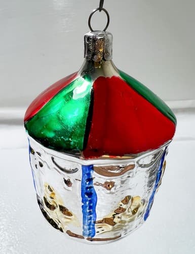 Vintage West Germany Carousel Motif Glass Christmas Ornament - Thumbnail 3