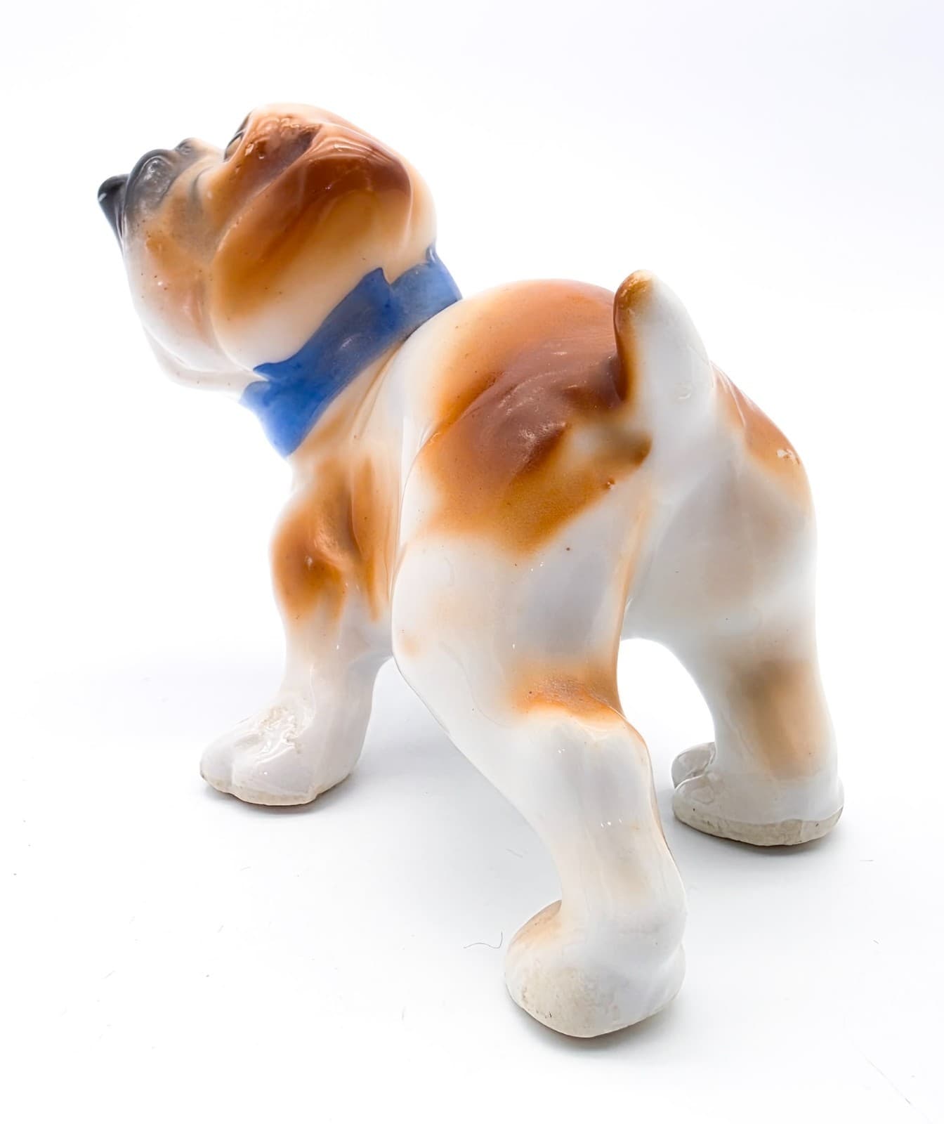 Vintage English Bulldog Dog Blue Collar Made In Japan 1950's Porcelain Figurine - Thumbnail 5