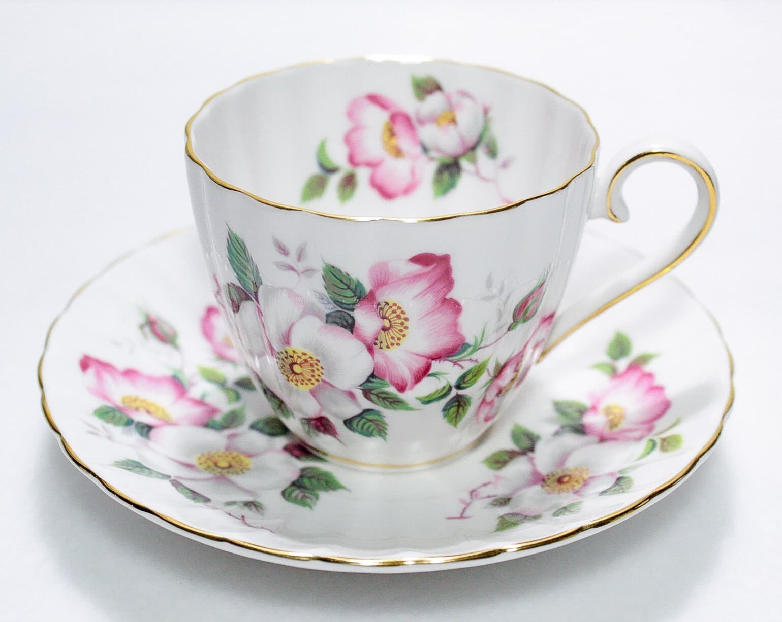 ROYAL TUSCAN Wedgwood D3185 Pattern Fine Bone China Floral Cup & Saucer - Thumbnail 6