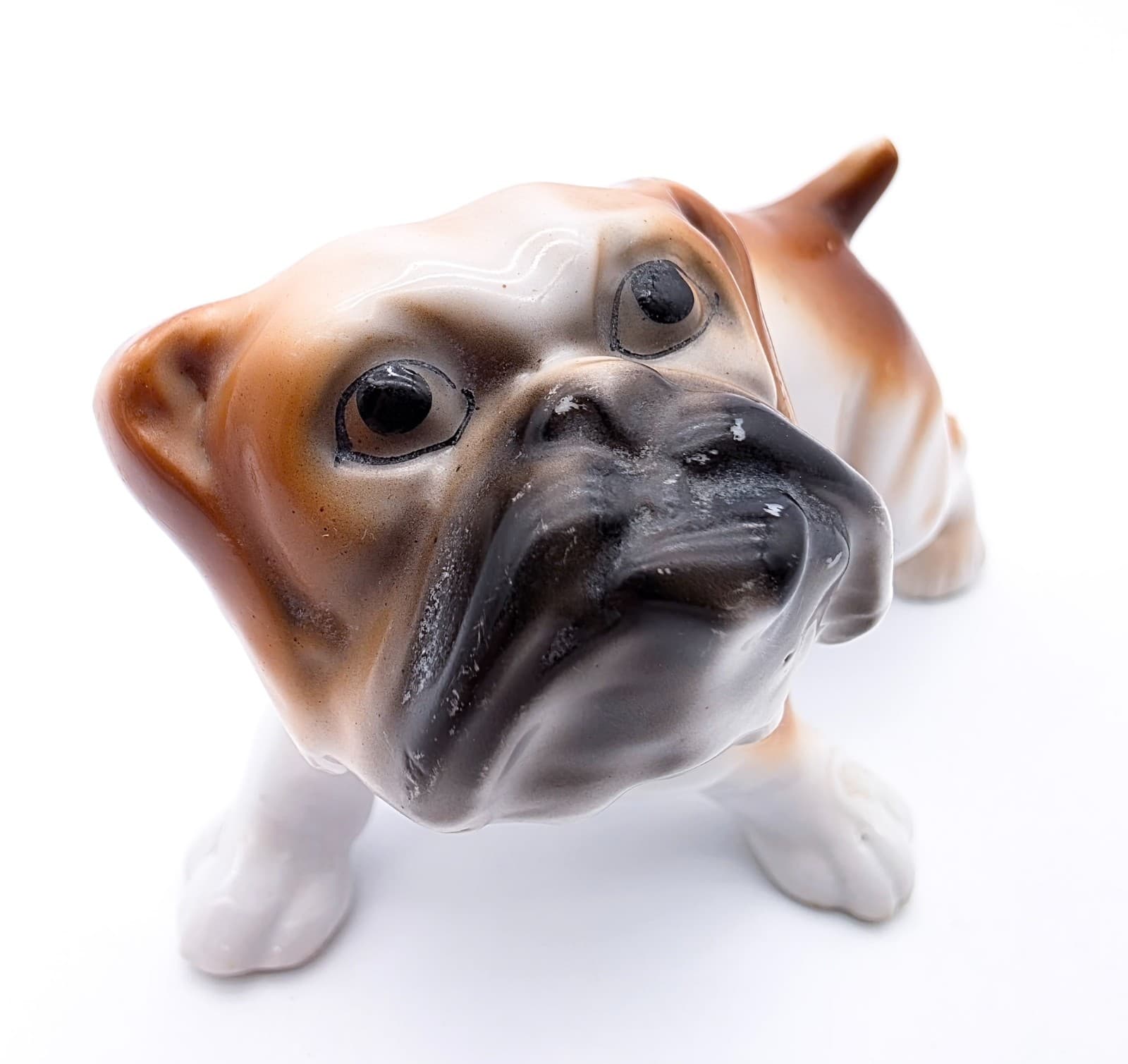 Vintage English Bulldog Dog Blue Collar Made In Japan 1950's Porcelain Figurine - Thumbnail 4