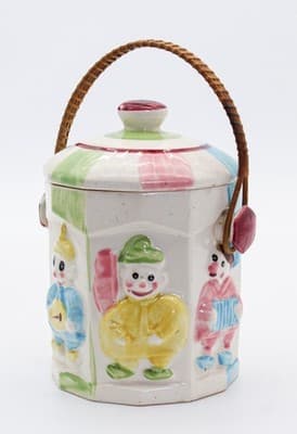 Vintage Ceramic Multicolor Made In Japan Musician Clowns Motif Cookie Jar - Thumbnail 9