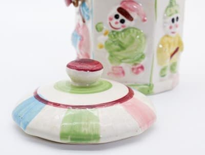 Vintage Ceramic Multicolor Made In Japan Musician Clowns Motif Cookie Jar - Thumbnail 4