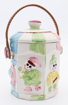 Vintage Ceramic Multicolor Made In Japan Musician Clowns Motif Cookie Jar - Thumbnail 10