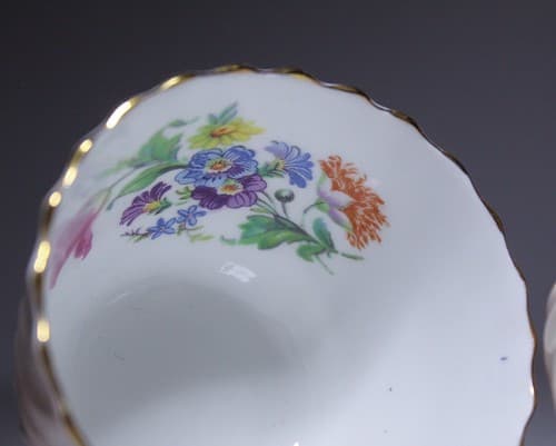 Vintage AYNSLEY England Open Swirl Design Floral Porcelain Sugar Bowl & Creamer - Thumbnail 5