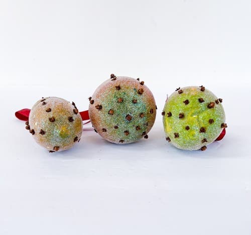 3 Vintage Department 56 Sugared & Spice Clove Pear Orange Lemon Fruit Ornament - Thumbnail 4