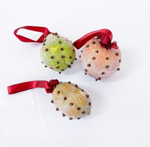 3 Vintage Department 56 Sugared & Spice Clove Pear Orange Lemon Fruit Ornament - Thumbnail 9
