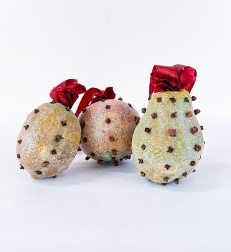 3 Vintage Department 56 Sugared & Spice Clove Pear Orange Lemon Fruit Ornament - Thumbnail 2