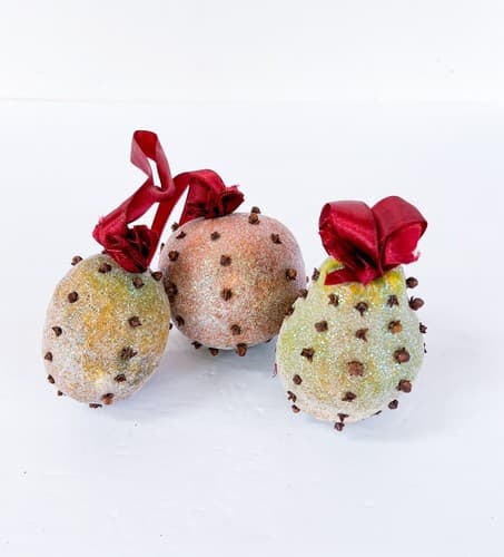 3 Vintage Department 56 Sugared & Spice Clove Pear Orange Lemon Fruit Ornament - Thumbnail 3