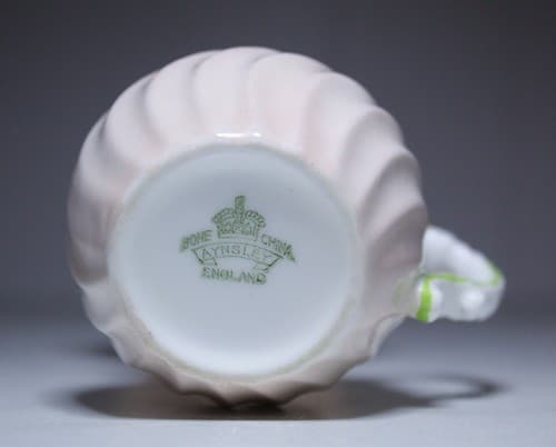 Vintage AYNSLEY England Open Swirl Design Floral Porcelain Sugar Bowl & Creamer - Thumbnail 8