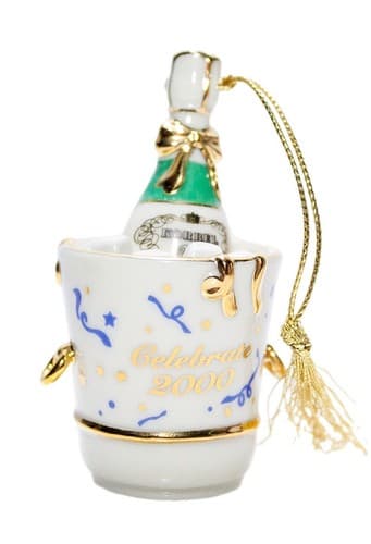 LENOX Celebrate 2000 Millennium Porcelain Korbel Bottle Christmas Ornament - Image 1