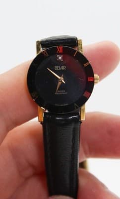 Vintage BELAIR Water Resistant Swiss Black Ladies Wristwatch - Thumbnail 2