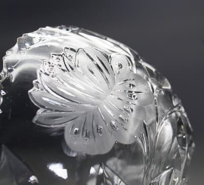 Antique American Brilliant ABP Deep Cut Crystal Flower & Butterfly Round Bowl - Thumbnail 5