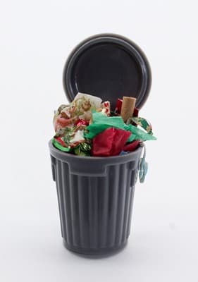 Vintage Handcrafted Dollhouse Miniature Christmas Wraps Trash Can RARE - Thumbnail 5