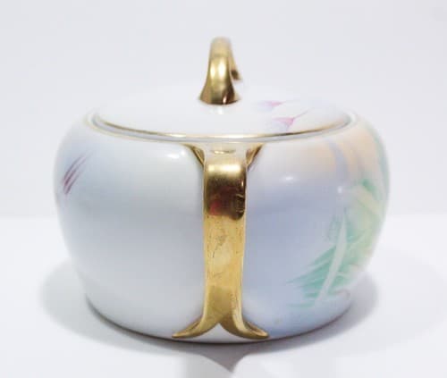 Vintage RUDOLSTADT THURINGIA Hand Painted Floral Gold Gilt Porcelain Biscuit Jar - Thumbnail 5