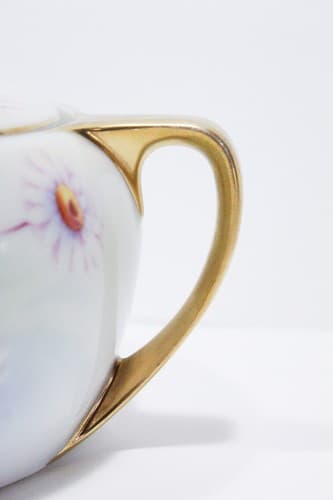 Vintage RUDOLSTADT THURINGIA Hand Painted Floral Gold Gilt Porcelain Biscuit Jar - Thumbnail 4