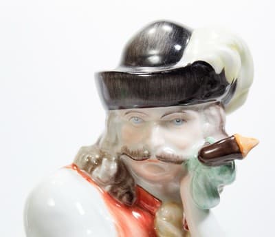 HEREND HUNGARY Vintage Hand Painted Mournful Shepherd Porcelain Figurine - Thumbnail 2