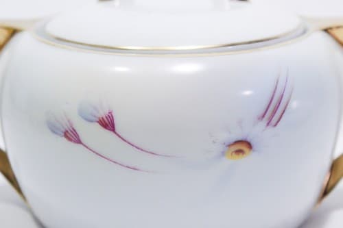 Vintage RUDOLSTADT THURINGIA Hand Painted Floral Gold Gilt Porcelain Biscuit Jar - Thumbnail 8