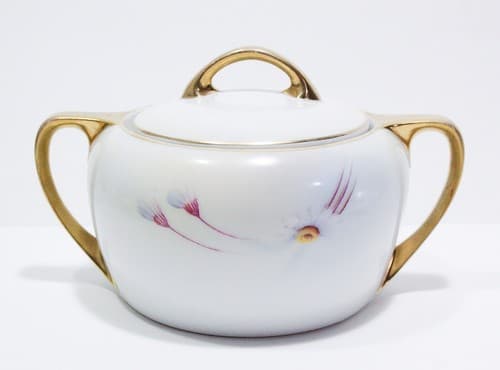 Vintage RUDOLSTADT THURINGIA Hand Painted Floral Gold Gilt Porcelain Biscuit Jar - Thumbnail 7