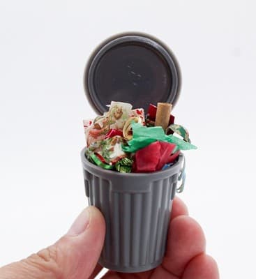 Vintage Handcrafted Dollhouse Miniature Christmas Wraps Trash Can RARE - Thumbnail 4