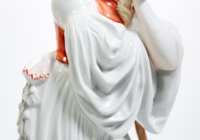 HEREND HUNGARY Vintage Hand Painted Mournful Shepherd Porcelain Figurine - Thumbnail 4