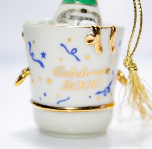 LENOX Celebrate 2000 Millennium Porcelain Korbel Bottle Christmas Ornament - Thumbnail 3