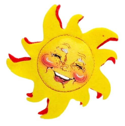Vintage ANNALEE Mobilitee Felt Smiling Sun Red/Yellow Pin Brooch - Image 1