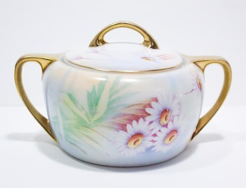 Vintage RUDOLSTADT THURINGIA Hand Painted Floral Gold Gilt Porcelain Biscuit Jar - Thumbnail 12