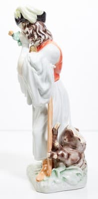 HEREND HUNGARY Vintage Hand Painted Mournful Shepherd Porcelain Figurine - Thumbnail 7