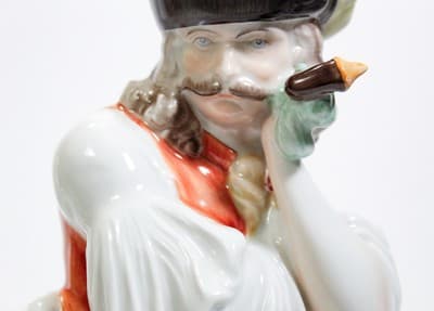 HEREND HUNGARY Vintage Hand Painted Mournful Shepherd Porcelain Figurine - Thumbnail 3