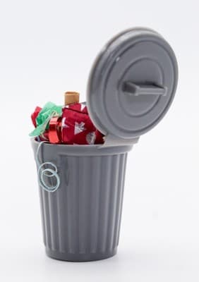 Vintage Handcrafted Dollhouse Miniature Christmas Wraps Trash Can RARE - Thumbnail 3