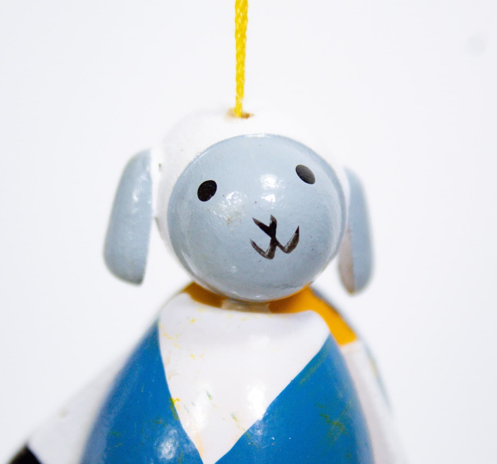Vintage Wooden Lamb Sheep Multicolor String Pull Toy Figure Christmas Ornament - Thumbnail 3