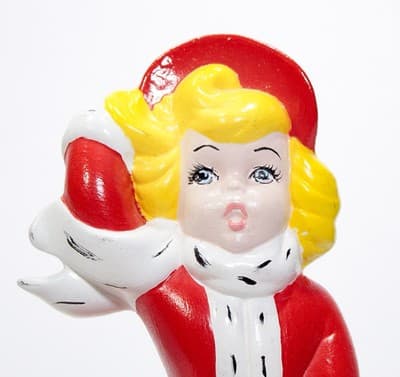 Vintage ATLANTIC MOLD Hand Painted Christmas Holiday Ceramic Caroler Figure - Thumbnail 2