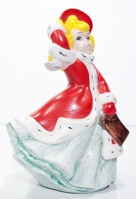 Vintage ATLANTIC MOLD Hand Painted Christmas Holiday Ceramic Caroler Figure - Thumbnail 5