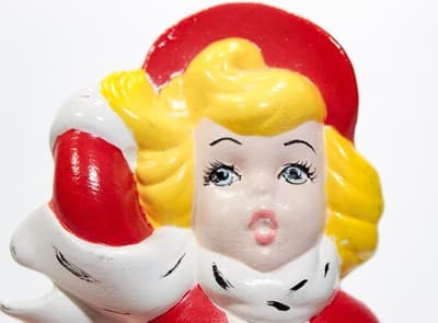 Vintage ATLANTIC MOLD Hand Painted Christmas Holiday Ceramic Caroler Figure - Thumbnail 10