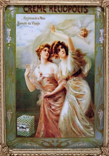 Vintage Dollhouse Miniature Creme Heliopolis Motif Wall Art Painting Print - Thumbnail 4